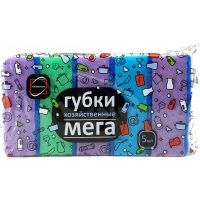 Губка для посуды 5 шт, мега 10 х 6,5 х 4 см (1/60)