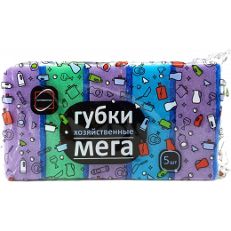 Губка для посуды 5 шт, мега 10 х 6,5 х 4 см (1/60)