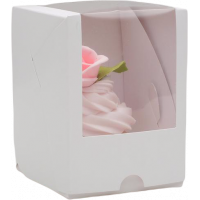 Коробка на 1 капкейк с окном,  белая, 125 х 95 х 95 мм