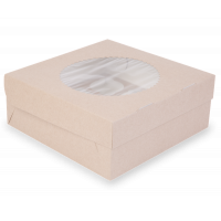 Коробка OSQ MUF на 9 капкейков с окном, 2 стороны белая-крафт, 25 х 25 х 10 см
